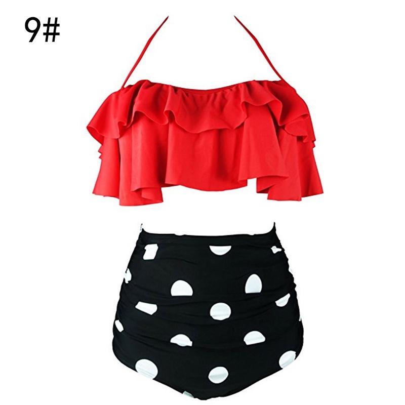 Damen Blumen High Waist Bikini Set Stilvolle Bademode Gepolstert Übergröße Badeanzug