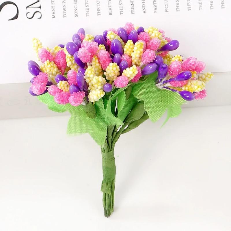 72Pcs Cherry Artificial Flower Heads Home Room Decoration Christmas Bouquet New Year 2025 Party Craft Flower Wreath Gift Accesso