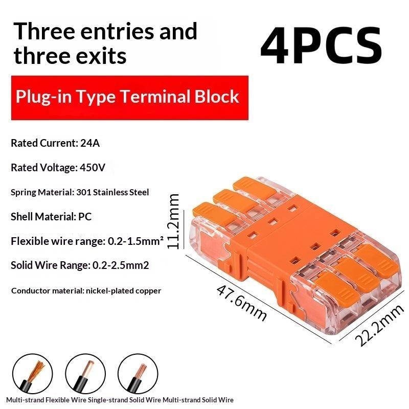 1/2/4Pcs 2/3/4 In And 2/3/4 Out Cmk 64 Quick Lever Wire Connectors For Compact Plug Male Female Terminals Universal Blocks
