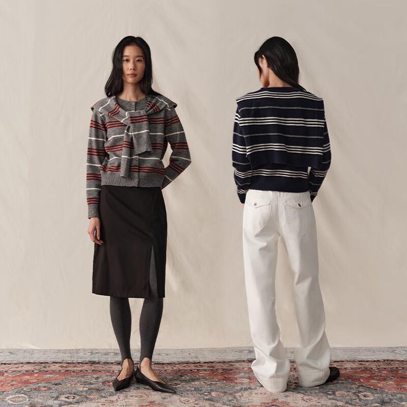 Women's Color-Block Stripe Knit Cardigan & Shawl Set