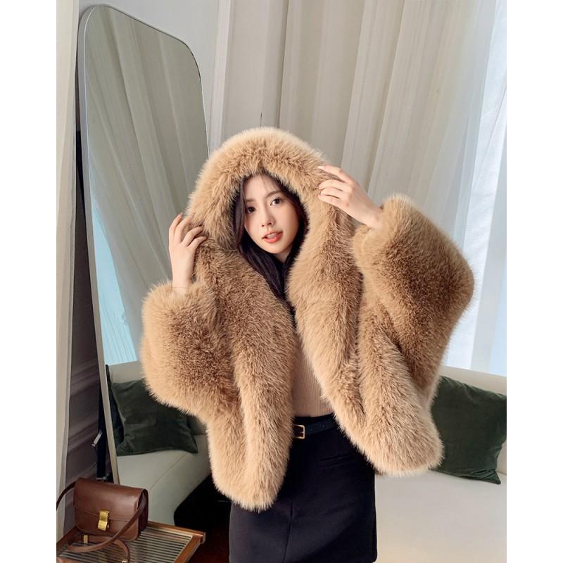 Abrigo con Capucha de Piel Sintética para Mujer 2025 Invierno Grueso Cálido Ropa de Abrigo Estilo Chic Urbano
