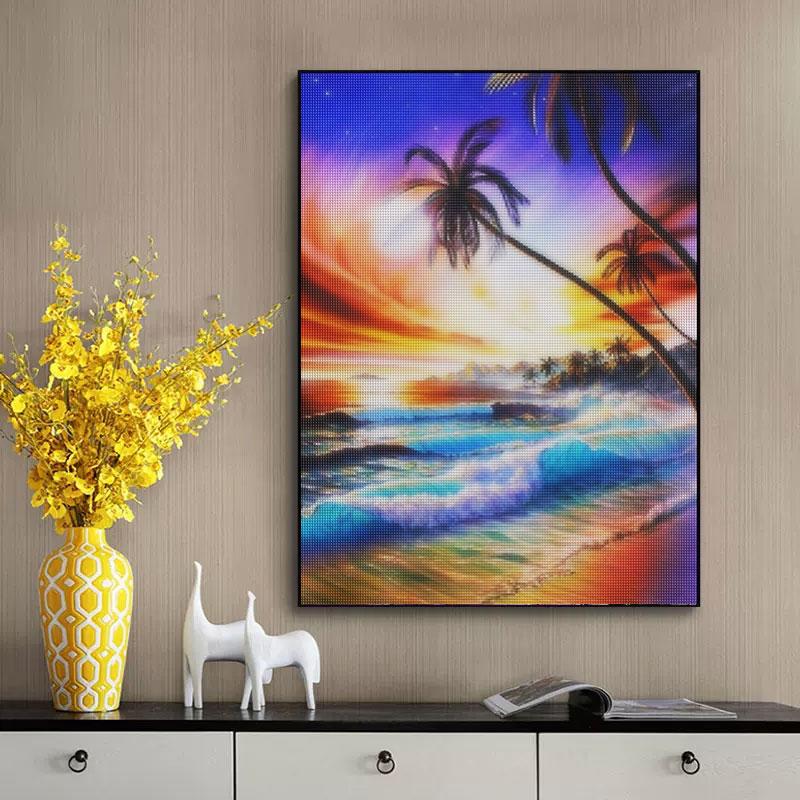 Diamond Painting Seaside Full Round Embroidery Landscape Mosaic Decor For Home 30x40cm/12x16inch