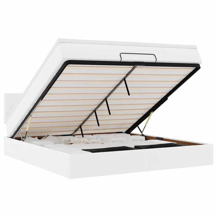 VidaXL Cadre de lit ottoman avec matelas blanc 160x200 cm similicuir, cadre de lit, cadre de lit rembourré, cadre de lit 3311314