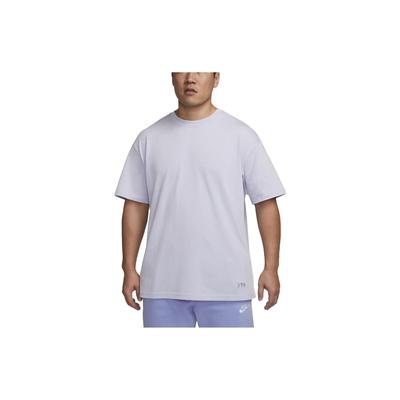 Solid Color Small Logo Embroidered Round Neck Short Sleeve T-Shirt Men Tops Light-Purple FN6008-536