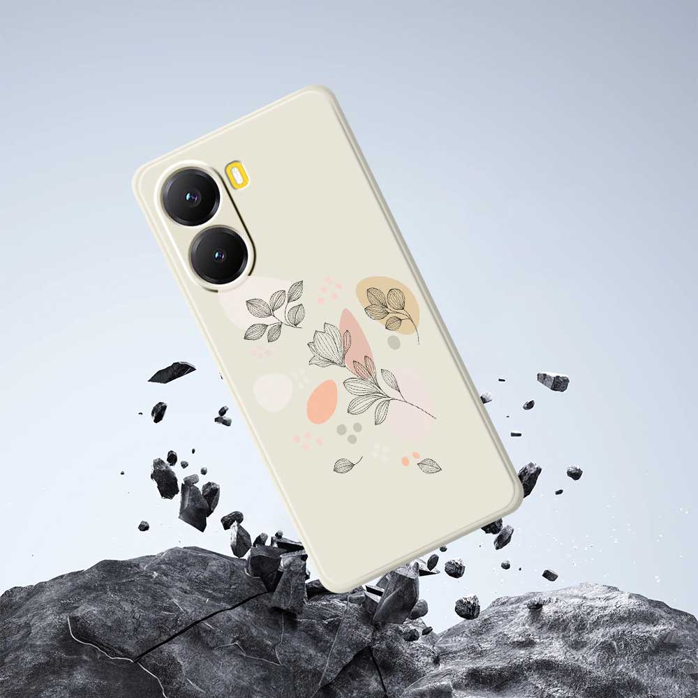 For Xiaomi Redmi Turbo 4 5G/Poco X7 Pro 5G Case Sketch Leaves Pattern Printing Straight Edge TPU Phone Back Cover