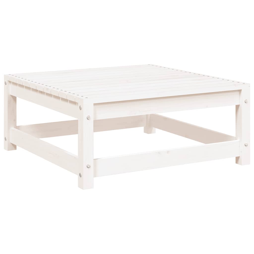 Garden Footstool with Cushions 2 pcs White Solid Pine Wood