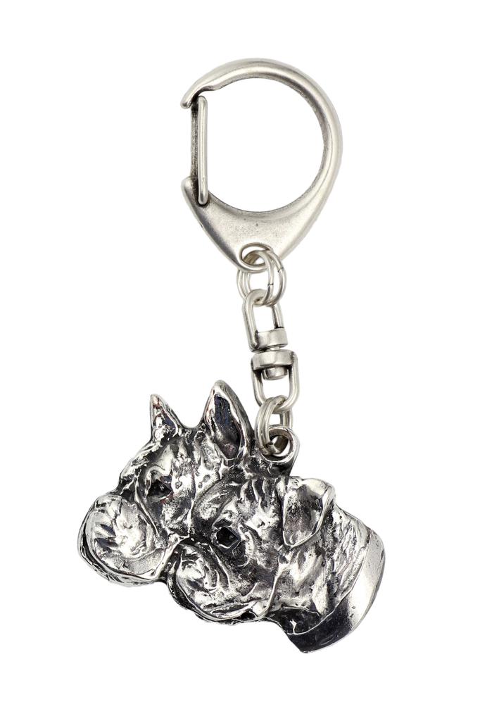בוקסר, בוקסר גרמני IV - מחזיק מפתחות מצופה כסף עם כלב, קישוט לתיק יד, תליון לתרמיל של מותג Art-Dog