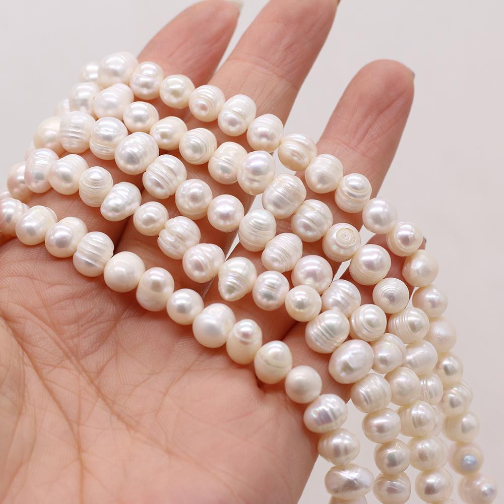 Luxury Natural Freshwater Near Round Pearls 7-8mm, 36cm Strand Handmade Wedding Jewelry Accessories