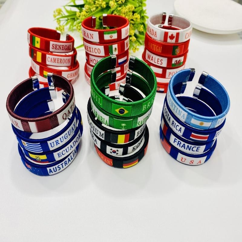 Stylish Country Flag Alloy Bracelet Football Fan Bracelet Country Flag Wristband Alloy Texture Perfect for Football Fan