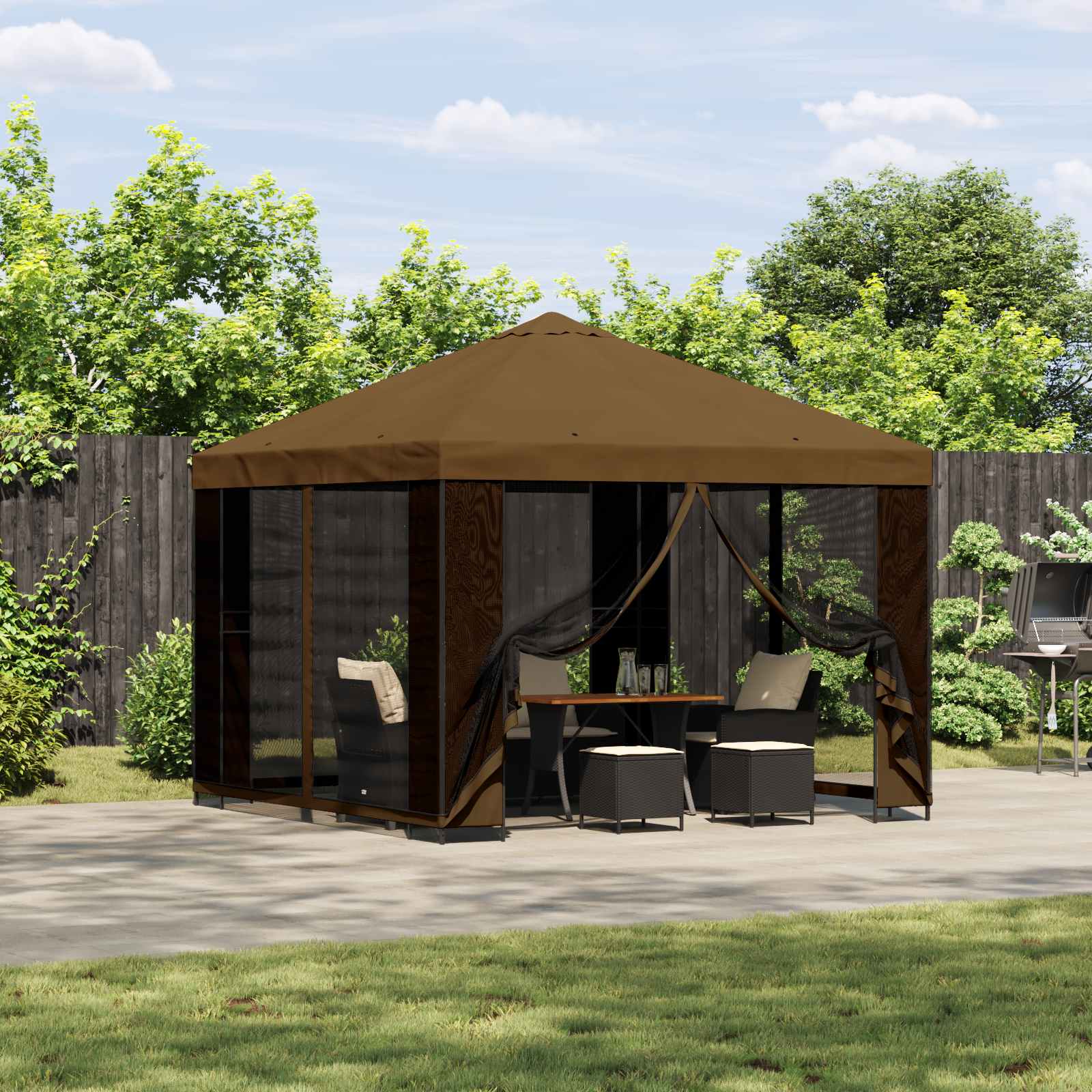 Pavilion de grădină cu pereți laterali 3 x 3 m Culoare taupe