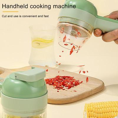 4 In1 Multifunctional Electric Vegetable Cutter Slicer Garlic Mud Masher Garlic Chopper Cutting Pressing Mixer Food Slice
