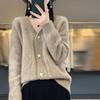 Mode Herfst Winter Effen Kleur Vest Lange Mouwen V-hals Enkele Rij Knopen Jacquard Gebreide Trui