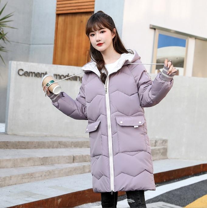 Fashion cotton-padded clothes New thickened fashion cotton-padded clothes in winter Women's medium and long loose thickened cotton-padded jackets