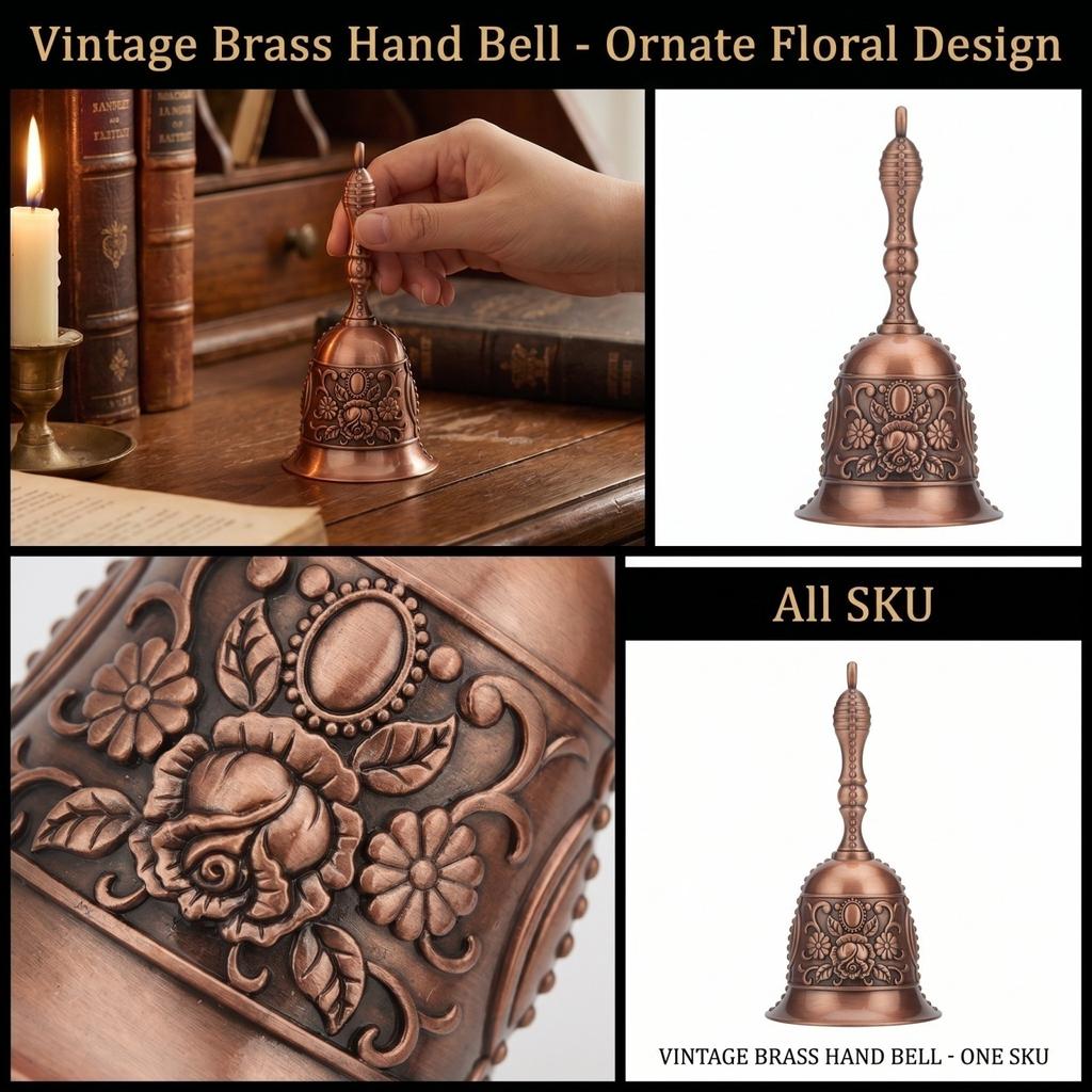 Hand-Cranked Engraved Service Bell - Vintage Bell for Dining, Weddings and Holiday Gifts
