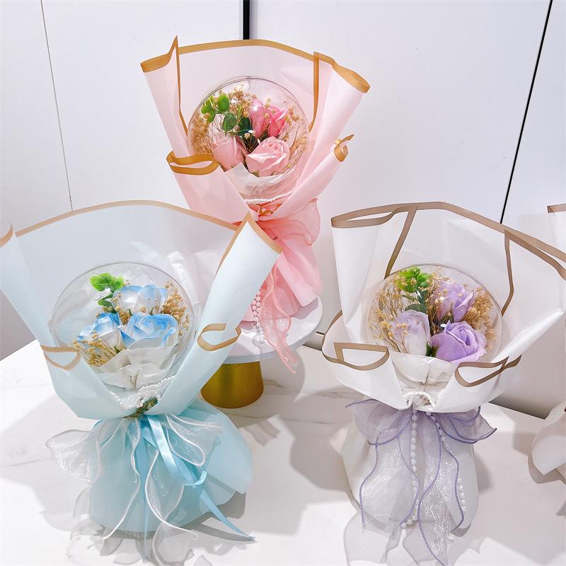 Cross-border Christmas Bobo Ball Soap Flower Gypsophila Dried Flower Spherical Bouquet Gift for Valentine’s Day