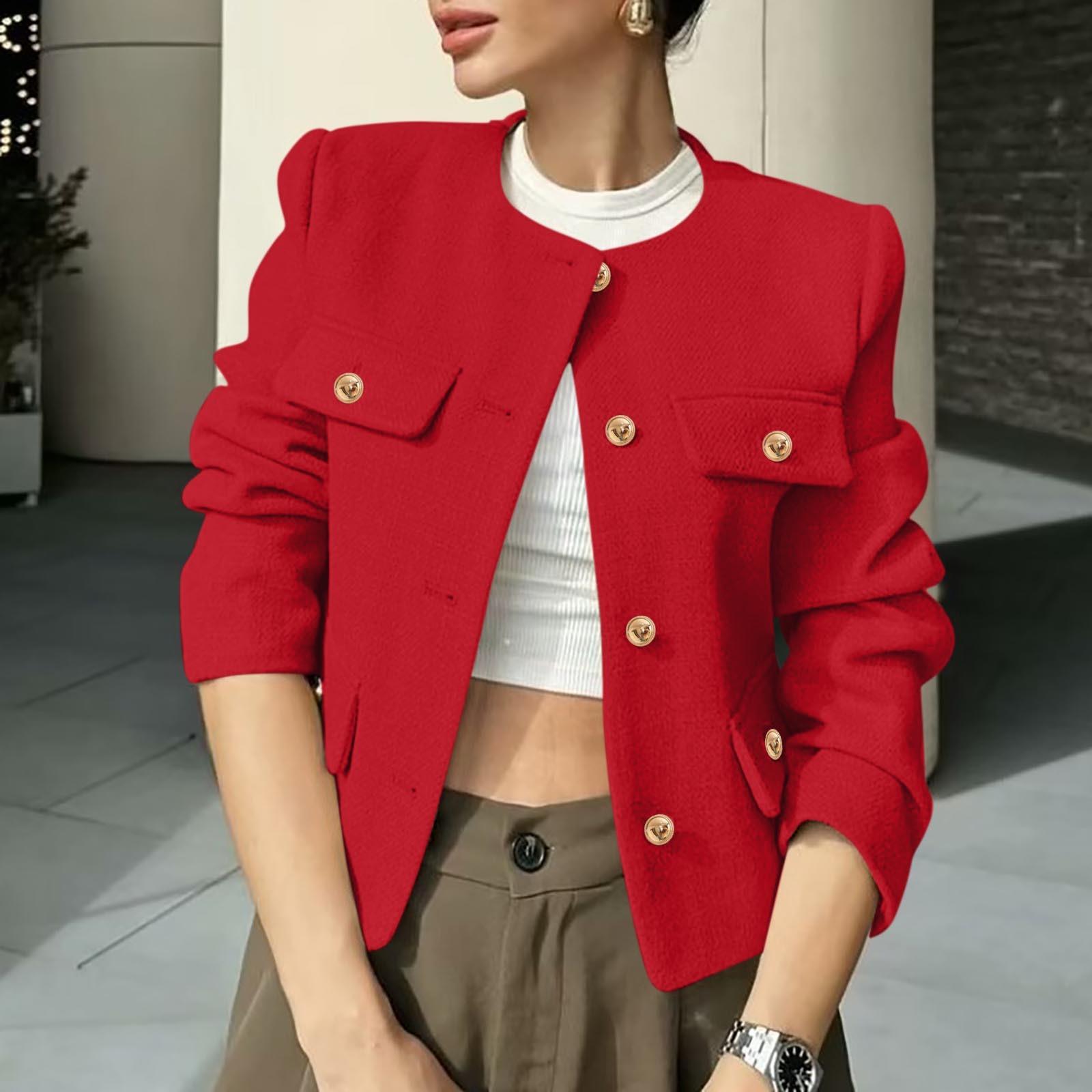 

Women s Faux Suede Button Jacket Oversized Gathered Hem Short Length Coat Casual Vintage Outerwear With Pockets M красный