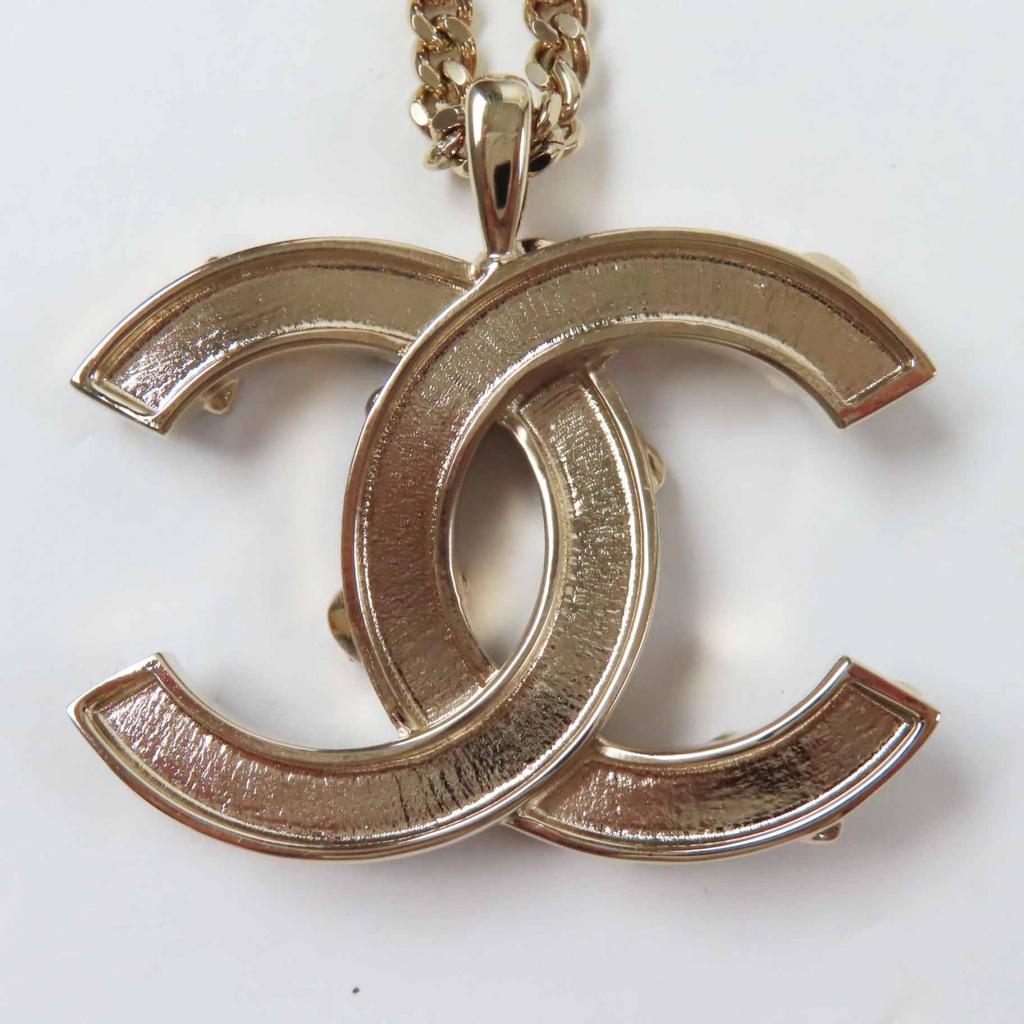 CHANEL Necklace Camellia Perfume Bag Icon Design COCO Mark black Pinkgold B24P Used