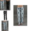 Women Fashion Lacing Skulls Printed Elastic Wide Leg Pants Plus Size 5xl Casual Trousers