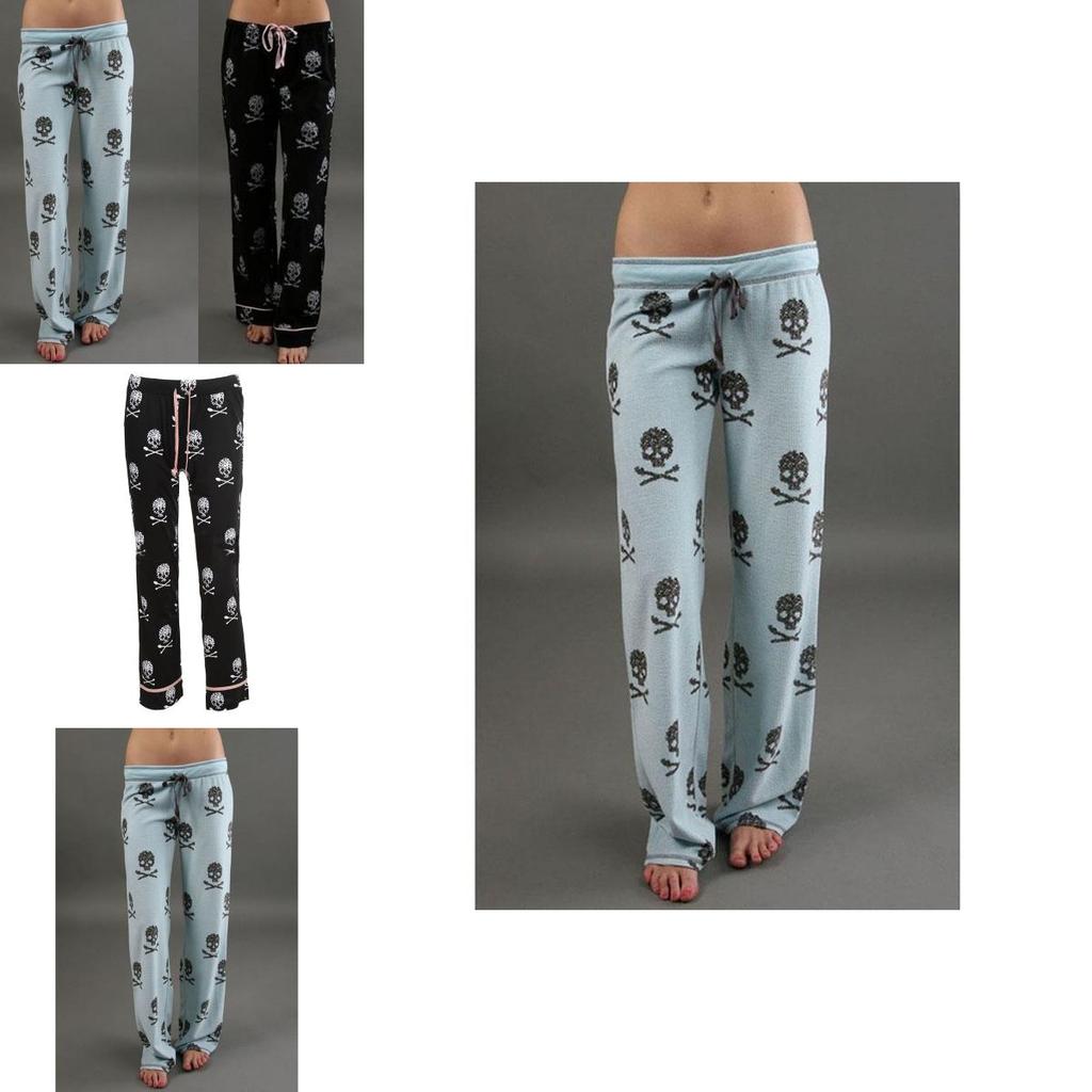 Women Fashion Lacing Skulls Printed Elastic Wide Leg Pants Plus Size 5xl Casual Trousers
