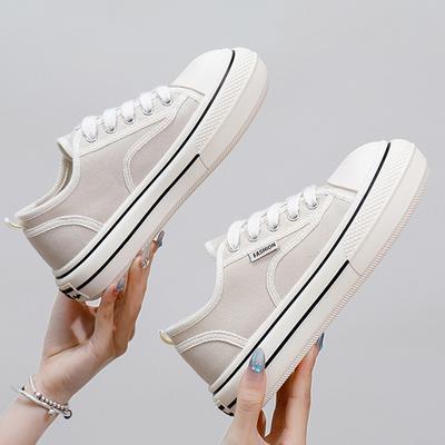 Summer Women's Canvas Shoes Round Toe Casual Sneakers Thick-Sole Heightened Stitching Wear-Resistant Student Trend Canvas Shoes