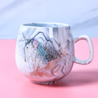 New Flamingo Marble Couple Ceramic Cup Opening Ceremony Cup Single Cup Student Mug