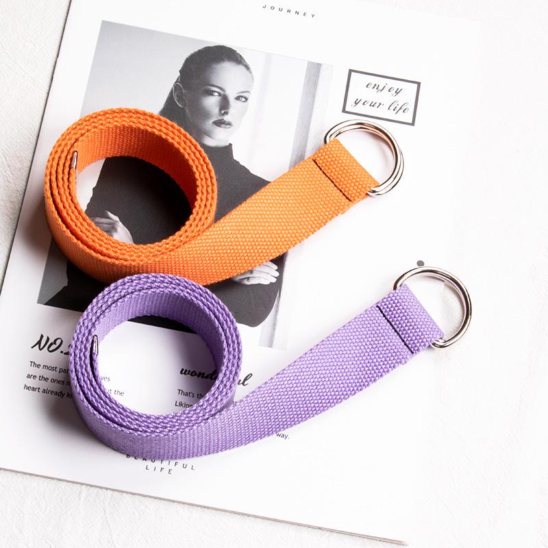 Double D-Ring Canvas Belt for Women - Korean Style, Versatile Harajuku Design, 3.2cm Fabric for Jeans or Work Pants.
