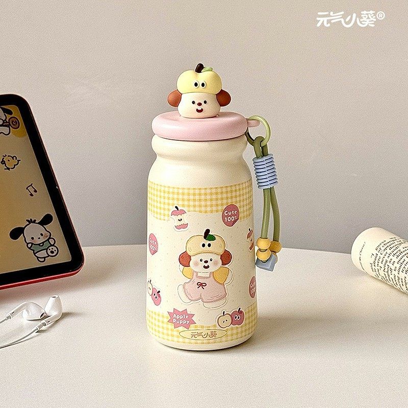 Cute Large Capacity Vacuum Cup Girl Good-looking Water Cup with Straw 316 Stainless Steel Cup Tea Separation