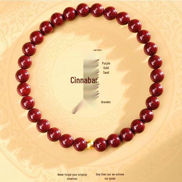 Zinnober Lila Goldsand Perlenarmband - Hoher Gehalt Rotes Sand Design