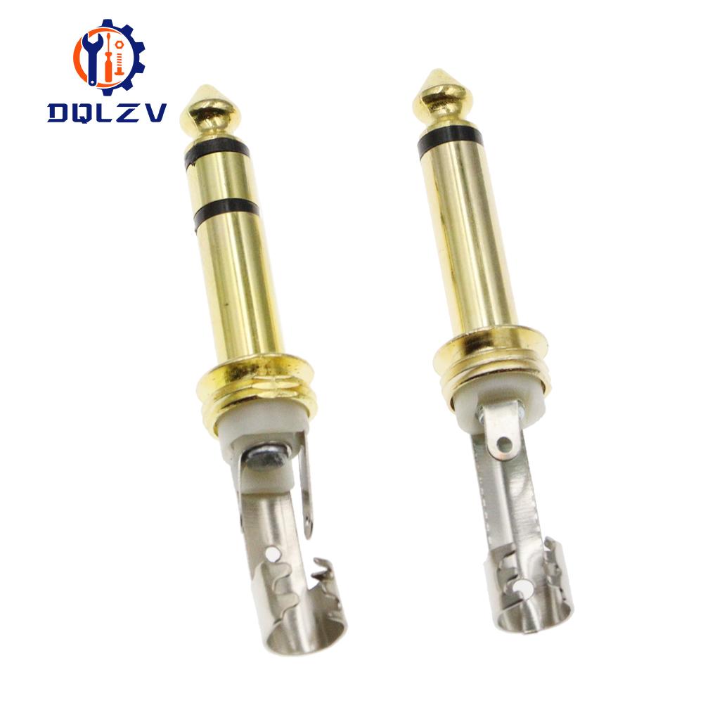 Gilding 6.35MM Jack Plug Male Mono Audio Connector Adapter 1/4Inch Male Soldering Audio Stereo Connectors
