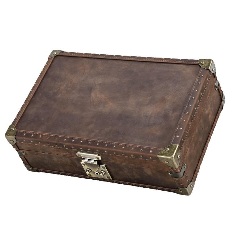 Vintage Crazy Horse Leather 8-Slot Watch Storage Box