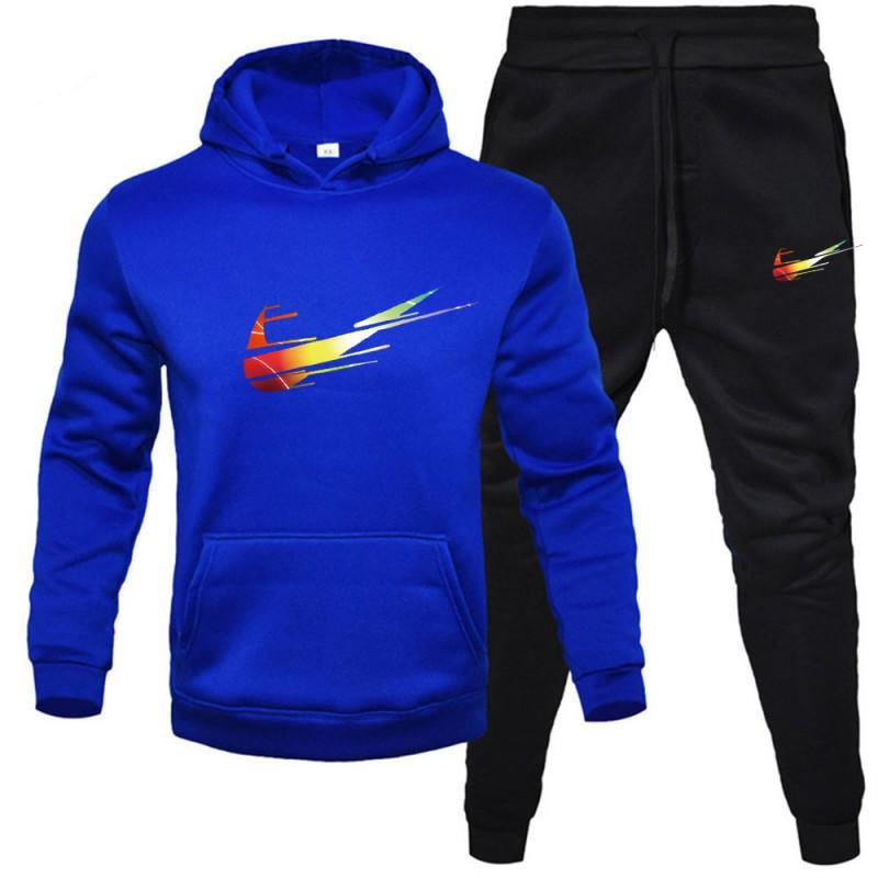 Mens Tracksuit Set Long Sleeve Hoodie Sweatshirt Sweatpants Casual Sportswear Youth Fashion