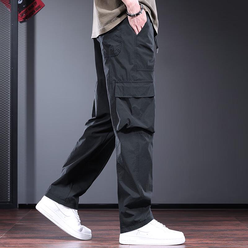 Men's Ice Silk Loose Straight Cargo Pants