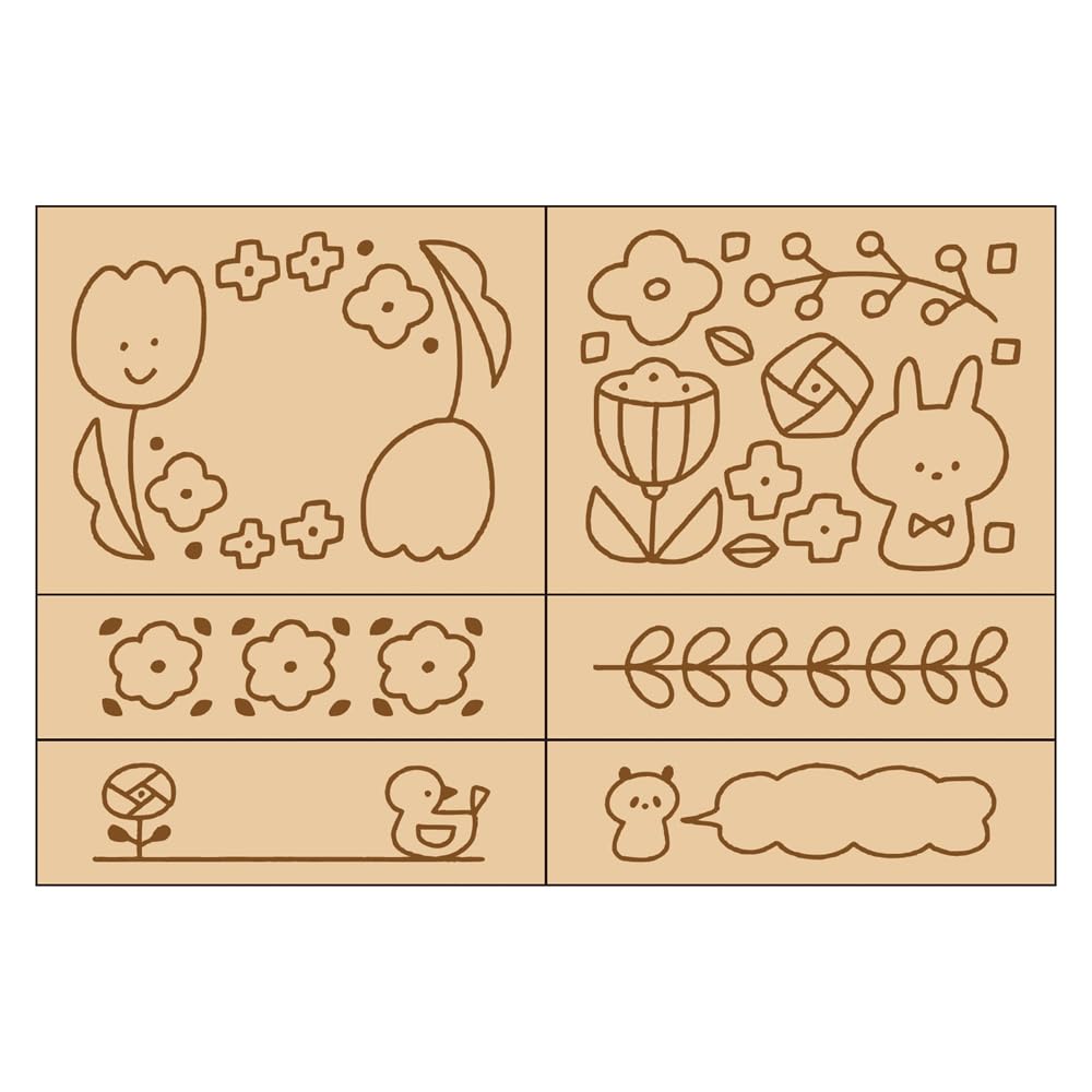 Mizutama Marks Wooden Stamp Set, Flower, MZT-STM2-A