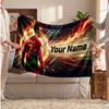 Cristiano Ronaldo Personalized Fleece Blanket With Football Logo, Custom Name Text Soft Warm Home Throw Blanket