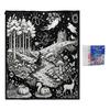 Interactive Coloring Art Gift Halloween DIY Blanket with 24 Markers, Washable Throw Blanket, Color Fabric Kit Your Own Spooky Pattern Mat for