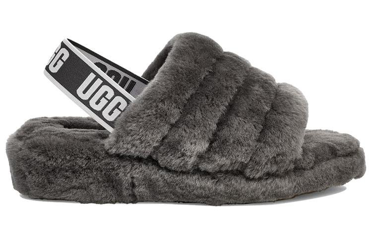 UGG Fluff Yeah Slide Suola Spessa Pantofole Grigie Donna 1095119-CHRC