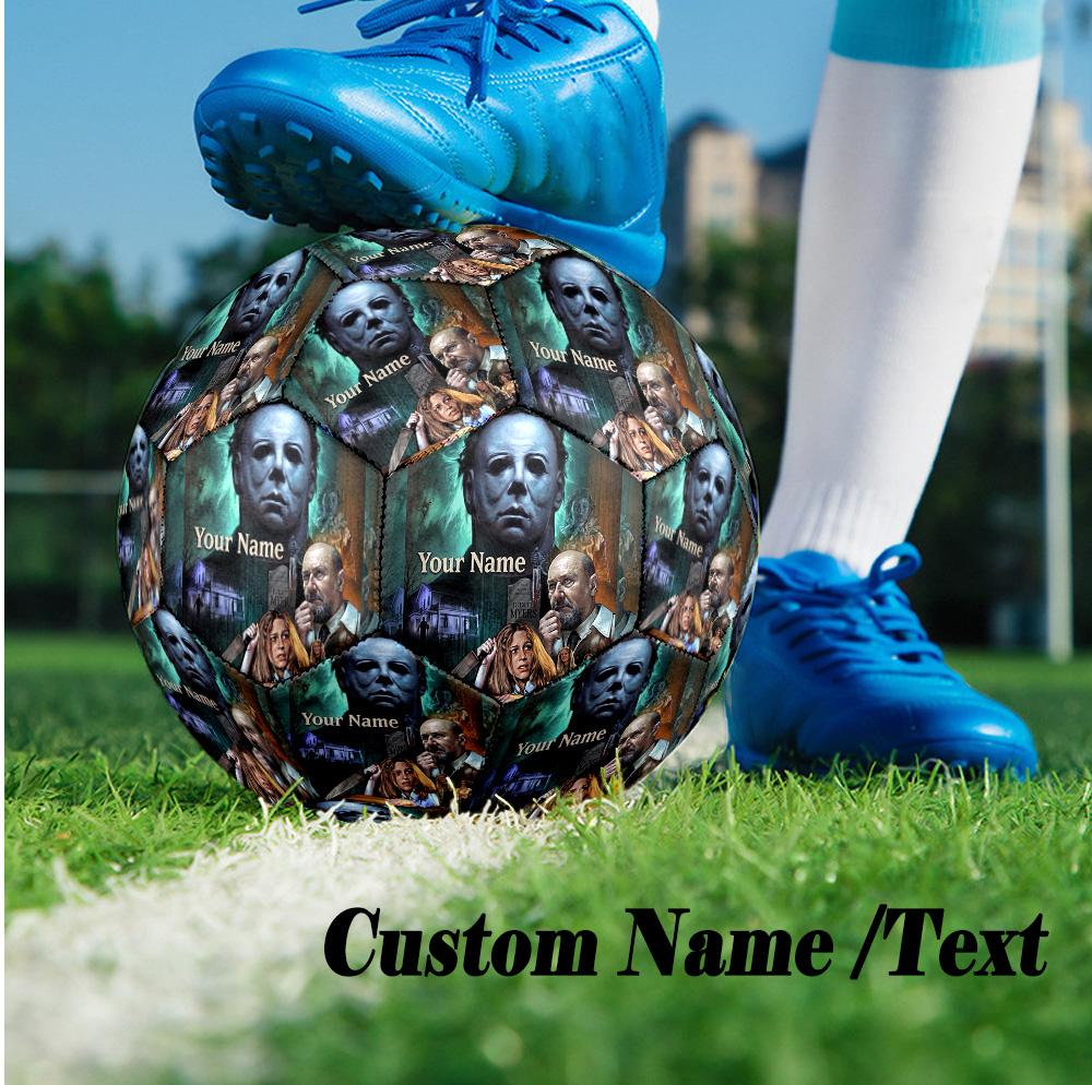 Custom Text Size 5 Soccer Ball, Standard Match Football For OutdoorHalloween Michael Myers