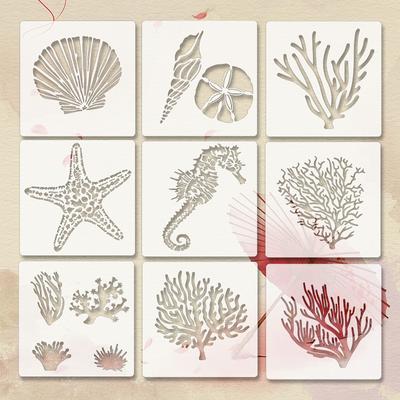 1Pc 13*13cm White PET Marine Animal Series Hollow Stencils Scrapbooking Wall Poster Graffiti Spray Paint Painting Coloring Mold