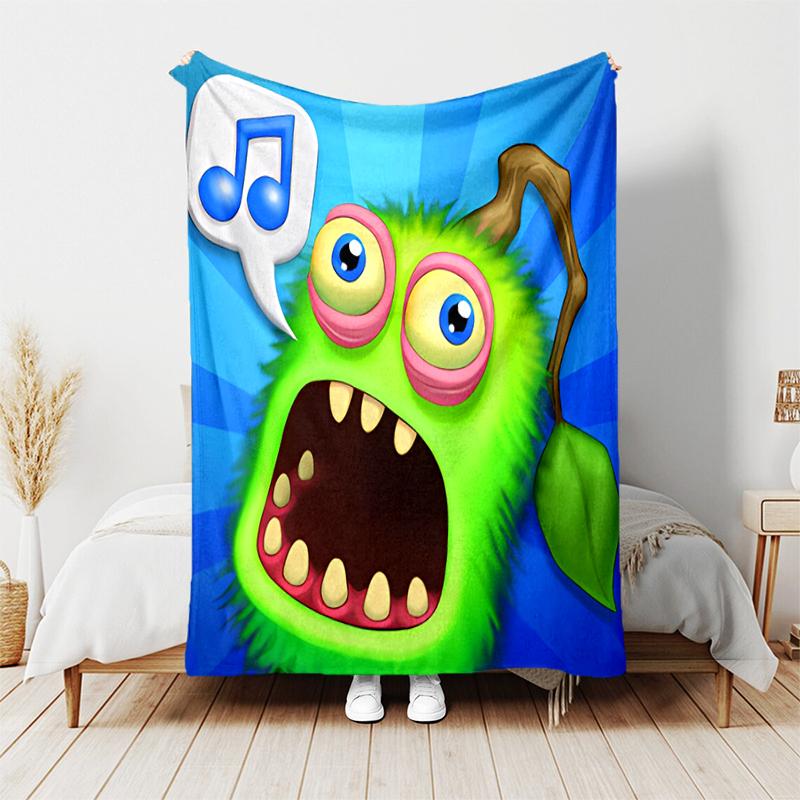 1 Stück Decke My Singing Monsters Aufdruck, Leichte Decke für Sofa, Bett - Weich & Warm, Geschenk für alle Jahreszeiten wie Weihnachten, Halloween
