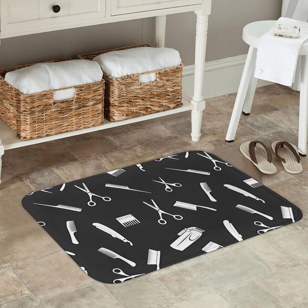 1PC Barber Kit Pattern Kitchen Rug Non-Slip Door Mats Pop Design Bathroom Rug Bath Mat Carpet for Home Sink Laundry Decor