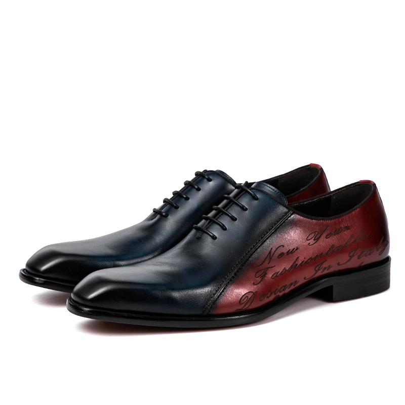 Fashion Quality Men Goodyear Welted Shoes Designer Brand Platform Brogues Dress Genuine Leather Brown Laces Wedding Shoes Size 46