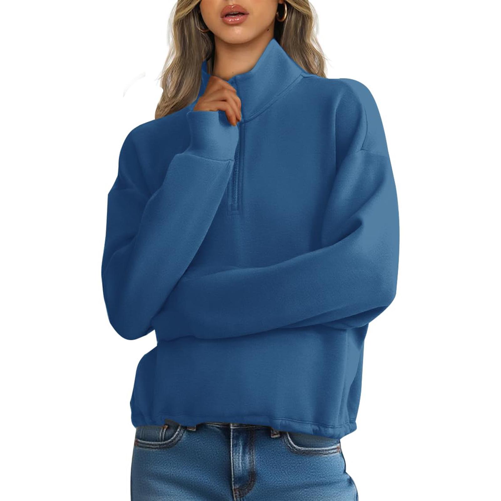 

Женский модный повседневный кардиган на молнии, однотонная толстовка M синий