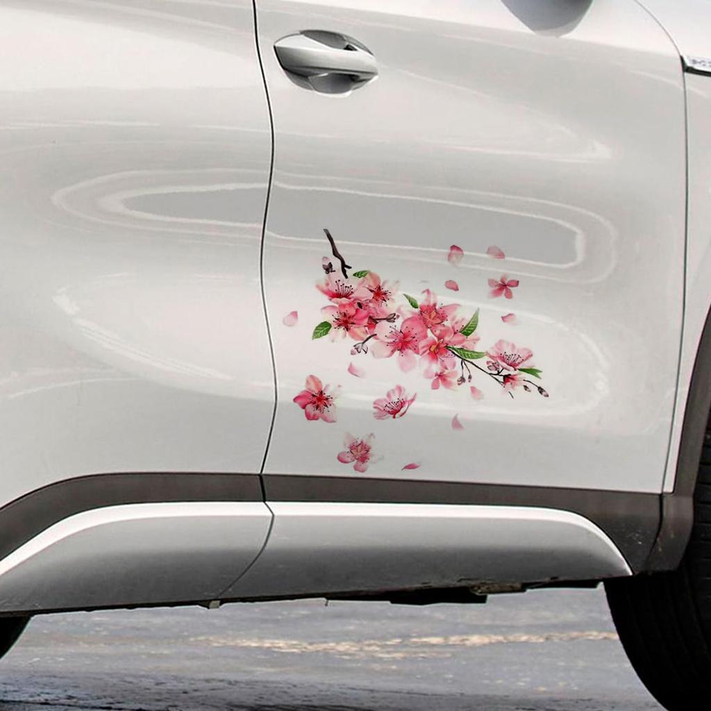 Mdikawe Autoaufkleber für Fenster, Kirschblütenaufkleber für Autos, Reflektierende Kirschblütenaufkleber für Autos