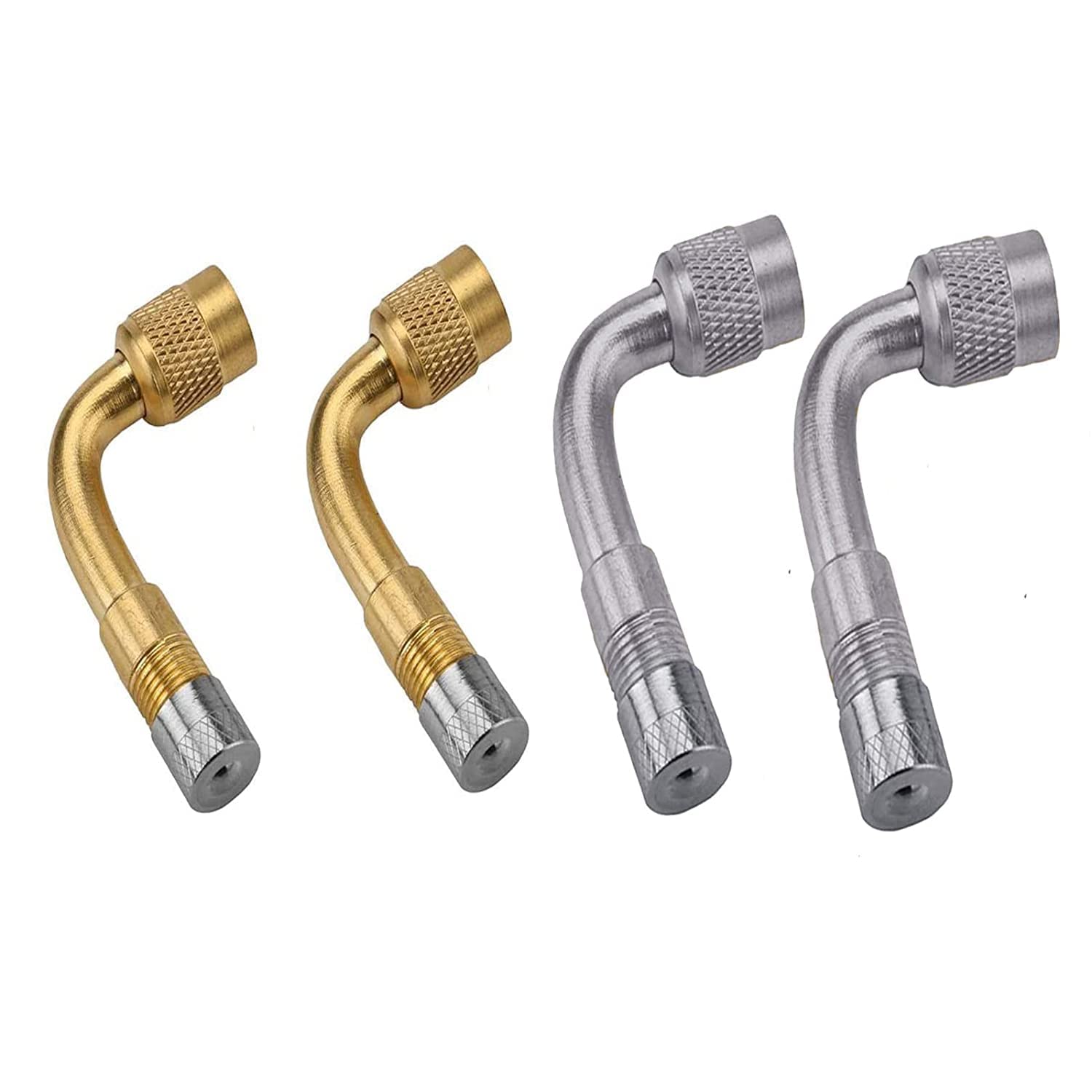 

MoToNa 4 шт. Мотоциклетный воздушный клапан, Удлинитель 90°, Воздушный клапан L-образной формы, Для мотоцикла, мопеда, мотоцикла, Воздушный клапан, Велосипед (Золото серебро)