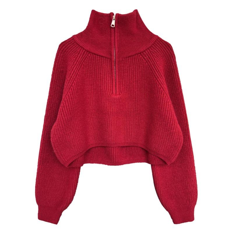 Pullovers for Women Turn-down Collar Zipper Casual Sweater Autumn Winter New Fashion Thermal Female Long Sleeve Jumpers