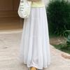 Navava Women S Cool Lovely paStel Shirring Pleated Long Skirt nS501
