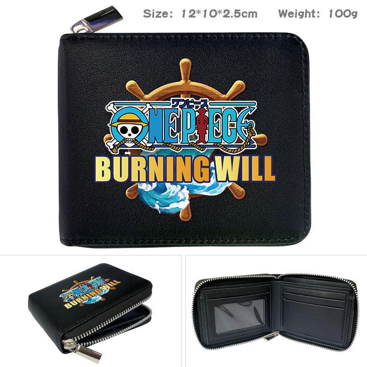 One Piece Anime Reißverschluss PU Geldbörse Luffy Aufdruck Kurzes Münzfach Kartenhalter