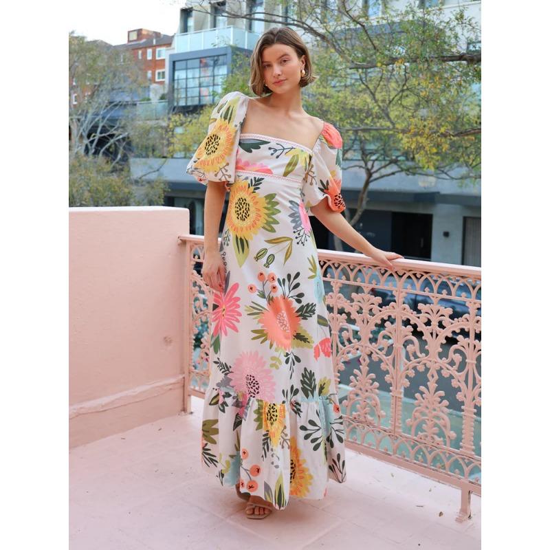 

Женское летнее повседневное модное платье с однострочным воротником и рукавами-фонариками XL