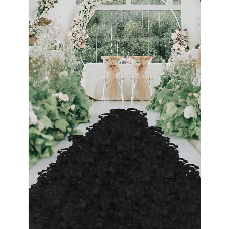 2000pcs- Rayon Rose Petal Decoration Rose Petal Black For Wedding Party Halloween Decoration, Gift Box Filler, Rose Ya Romantic, Rose Petal Proposal