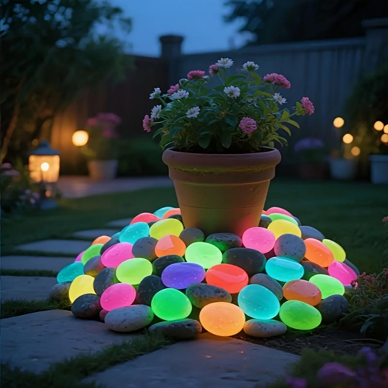 31pcs Luminous Stone Garden Courtyard Paving Fish Tank Aquarium Aquarium Luminous Landscaping Plastic Fluorescent Pebbles